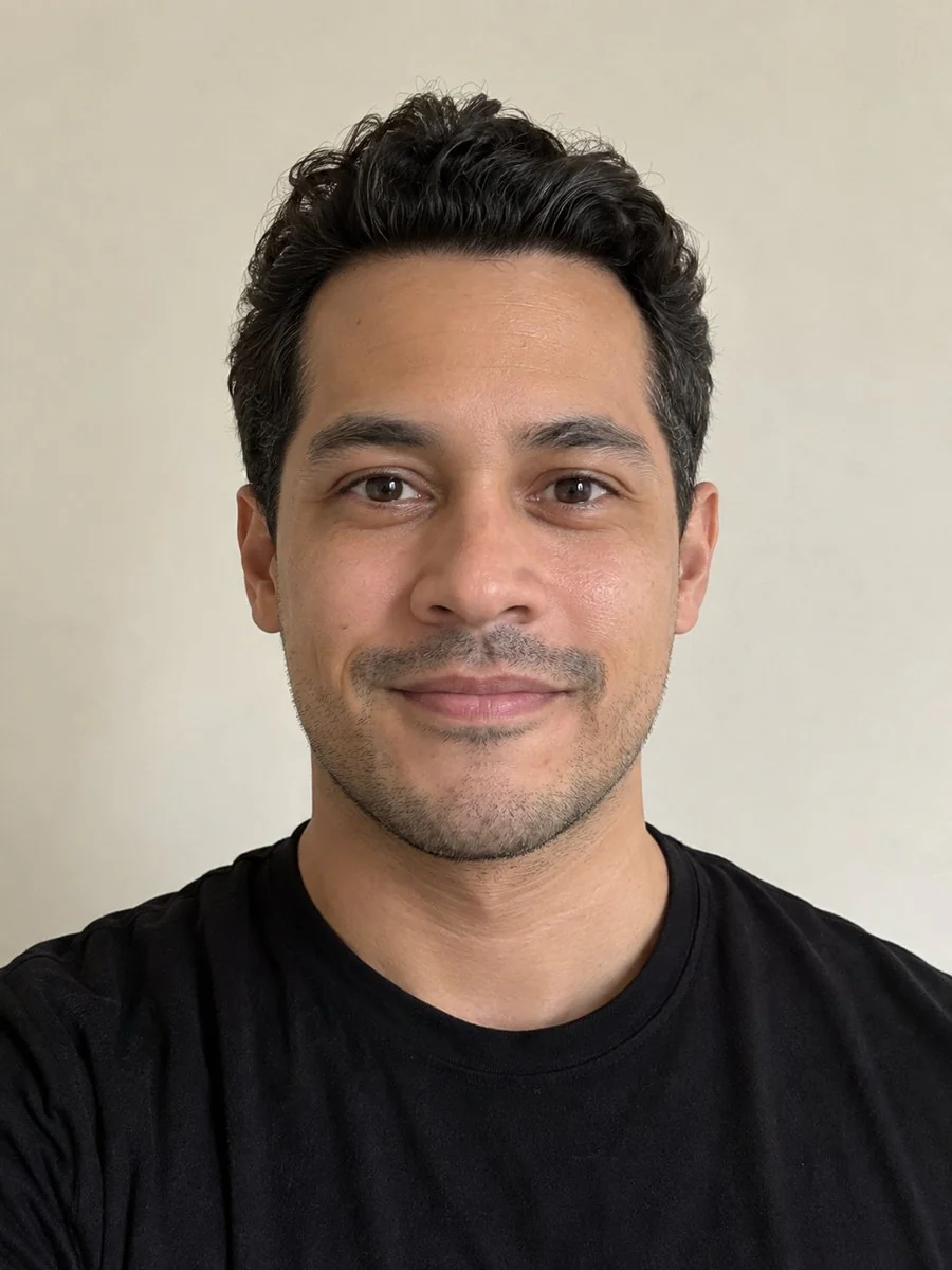 AI-generated portrait facing a window at eye level, scored 90